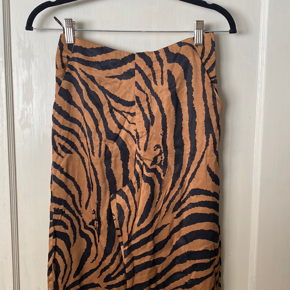zara satin tiger print pants